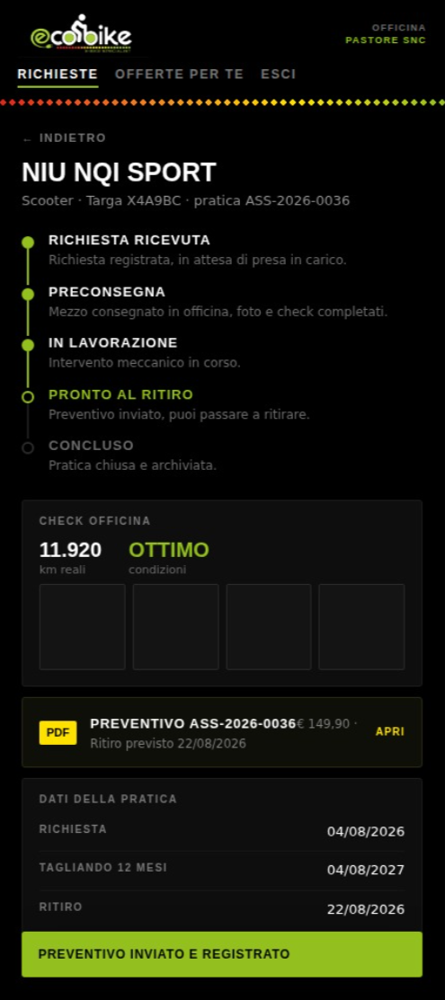 App di assistenza veicoli: preventivo e stato della riparazione