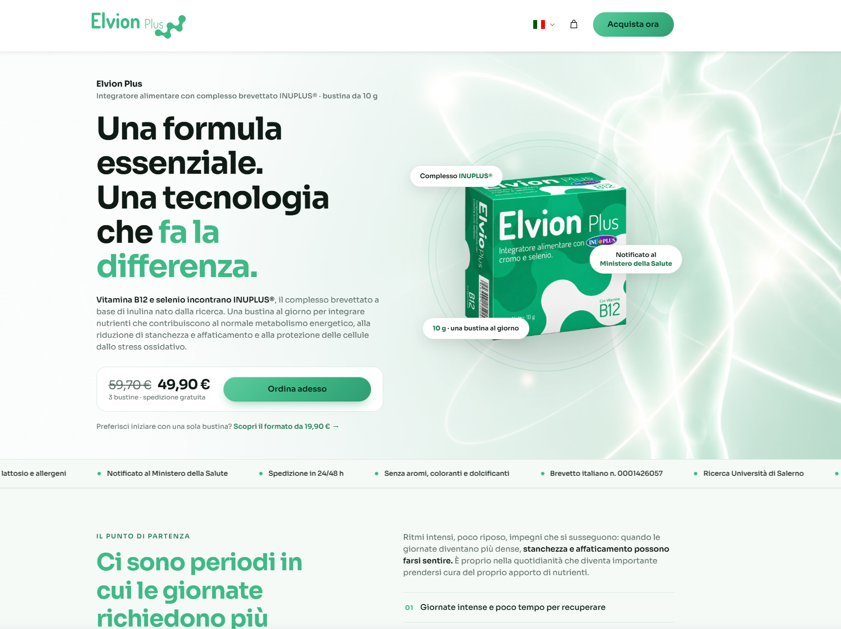 Landing page di vendita Elvion Plus realizzata da Max Digital Innovation